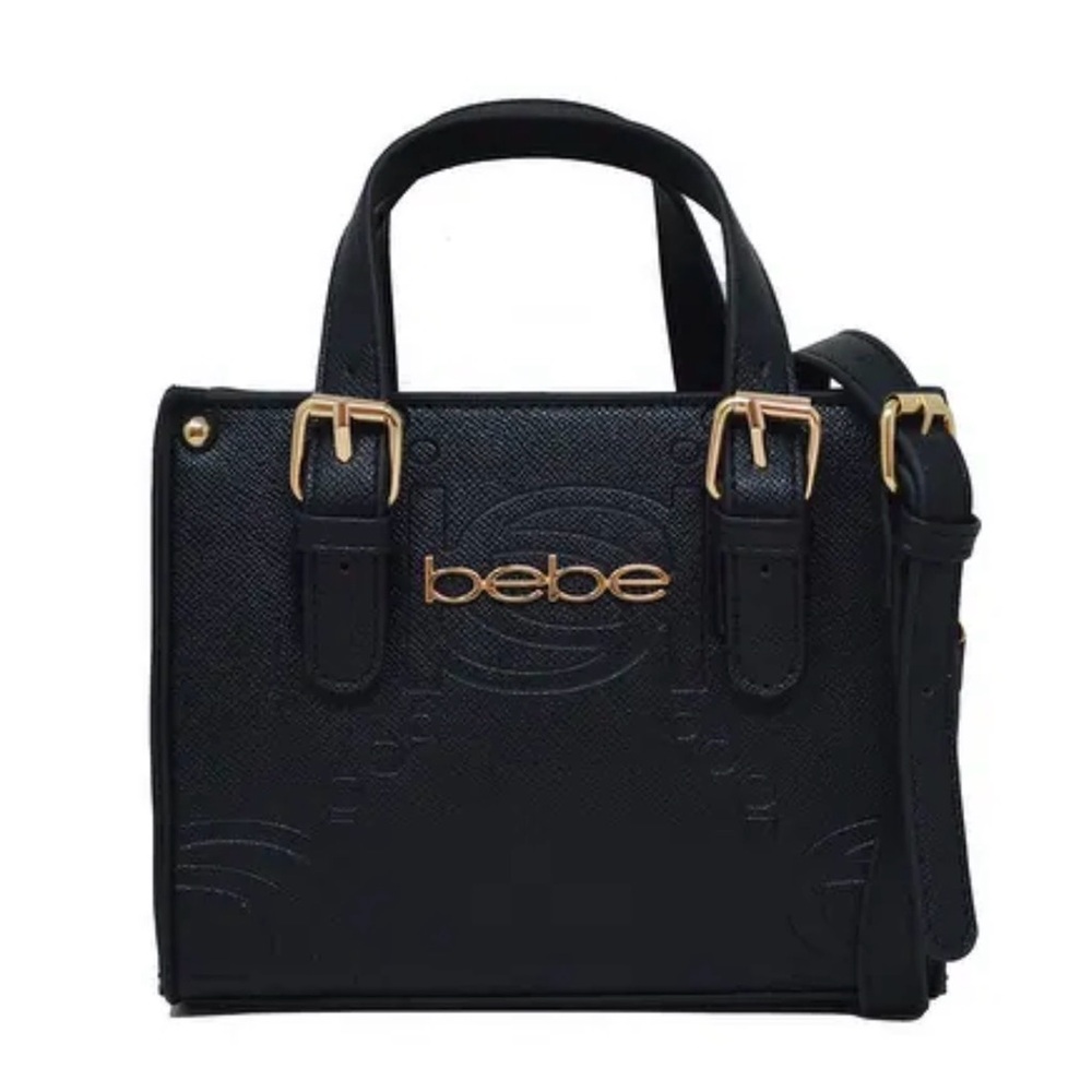 Bebe Zenia Embossed Black Mini Satchel/Crossbody NWT